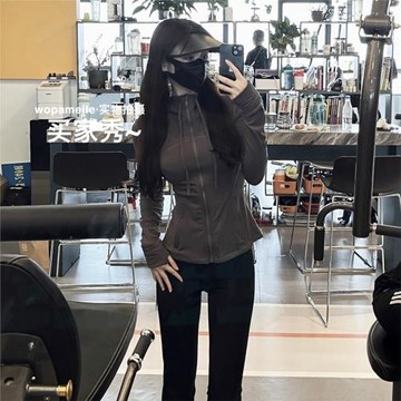wopameile瑜伽服Df女士運動上衣夾克外套磨毛連帽健身帽衫2025春