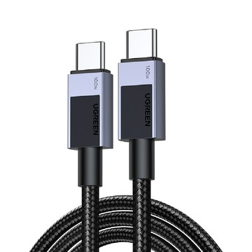 UGREEN USB Type-C to Type-C 安全快充傳輸線 100W 金屬編織 深空灰 Pro版 0.5公尺