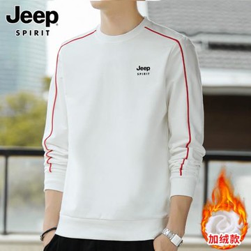 吉普衛衣男士秋季新款潮流時尚百搭圓領長袖t恤寬松休閑上衣服男