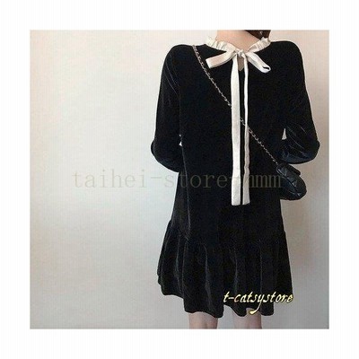 デート レディース ファッション クリスマス ワンピース 代 女性 秋 冬 前後2way ボウタイ バックシャン リボン 通販 Lineポイント最大get Lineショッピング