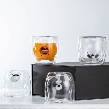 耐熱雙層玻璃水杯創意咖啡杯禮盒裝手工情侶杯子可愛牛奶杯伴手禮