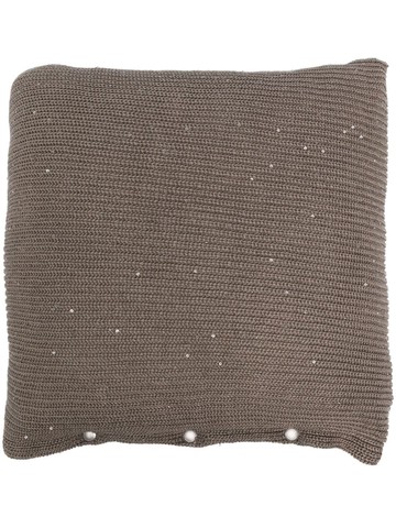 Brunello Cucinelli - sequin-embellished cushion - unisex - Cotton/Linen/Flax/Silk/Silk/Polyester/Linen/Flax - One Size - Brown