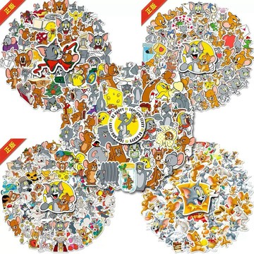 【台灣現貨】50張Tom and Jerry防水貼紙 湯姆貓傑利鼠 行李箱貼紙 筆電手機貼紙 卡通動漫PVC貼紙包