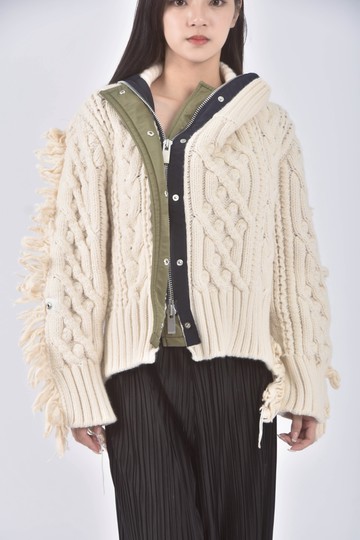 (L) 【晏寧私服】sacal質感羊毛針織高領杏色外套