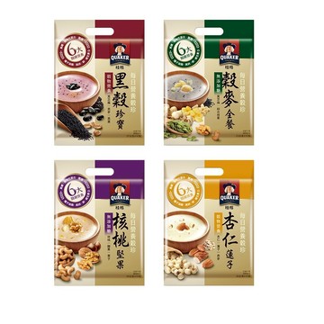 【蝦皮直營】QUAKER 桂格 營養榖珍麥片 穀麥全餐無添加糖/黑穀珍寶/杏仁蓮子/核桃堅果無添加糖 10包/袋