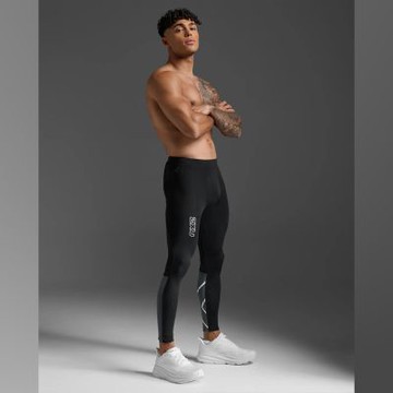 【2XU】M Light Speed React Compression Tights 男士 全長手機口袋輕盈奔馳進階壓縮褲｜黑