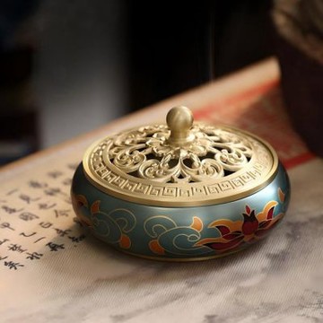 HANACO 蓮花銅爐擺件 家用室內薰香爐 盤香沉香爐 茶道焚香擺件 蓮花銅爐 焚香茶道擺件