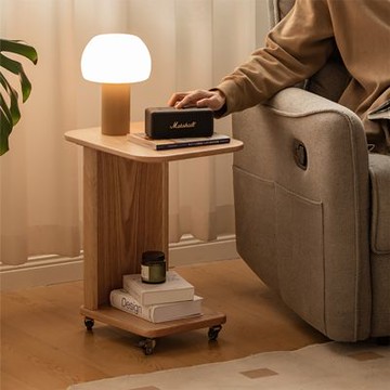 源氏木語方趣橡木實木原木色岩板移動邊几0.4MY28J05-(H014413231)