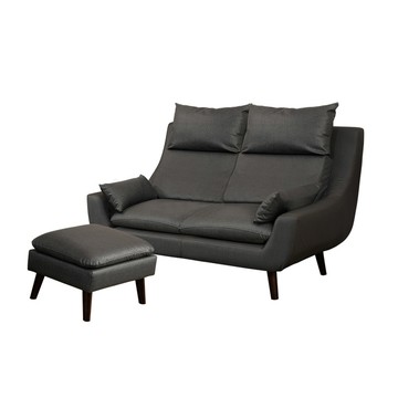 【UHO】現代休閒貓抓皮-雙人沙發+腳椅17灰