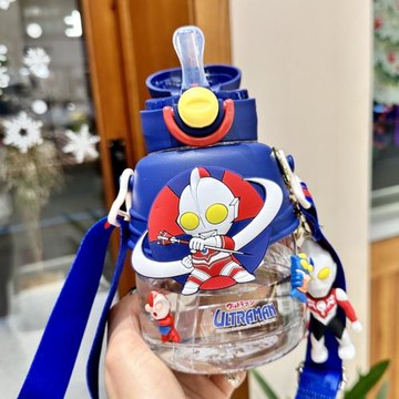 奧特曼水杯兒童男孩2023新款tritan吸管杯上學專用塑料杯子雙飲口