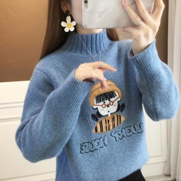 2023年秋冬加厚毛衣女大童初中高中打底學院風少女裝百搭卡通針織