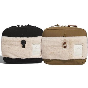 Adidas 側背包 斜背包 絨毛 黑/棕【運動世界】IK4834/IK4835