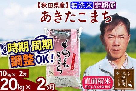 《定期便2ヶ月》＜新米＞秋田県産 あきたこまち 20kg(10kg袋) 令和5年産 お届け時期選べる 隔月お届けOK お米 みそらファーム 発送時期が選べる