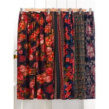 中老年棉綢長褲子夏季女起居褲人造棉薄款媽媽褲奶奶褲直桶家居褲