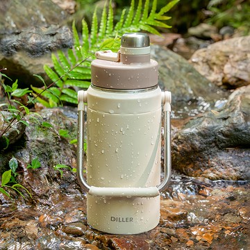 DILLER 迪樂貝爾 316不鏽鋼提把保溫杯  卡其色  1.1L  1個