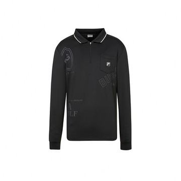 FILA GOLF 男長袖機能透氣POLO衫-黑色 1POZ-6115-BK