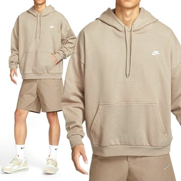 Nike Club FT Oversized Po H 男款 卡其色 運動 休閒 寬鬆 毛圈 長袖 HJ1817-247