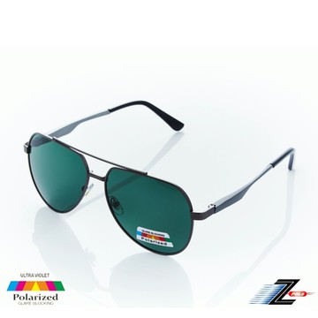 Z-POLS 高質感飛行員風格鋁鎂合金鈦銀 搭頂級寶麗來墨綠Polarized偏光抗UV400太陽眼鏡(抗紫外線偏光)