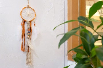 和風花形圖案捕夢網掛飾