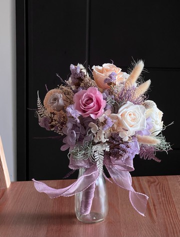 永生捧花 登記捧花 圓球形捧花 永生花 不凋花 乾燥花 新娘捧花