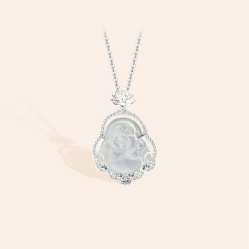 佛像 宗教擺件 家居擺件樂飾多S925銀玉髓女士佛公吊墜輕奢項鏈 鑲鉆佛像玉石掛件鎖骨鏈