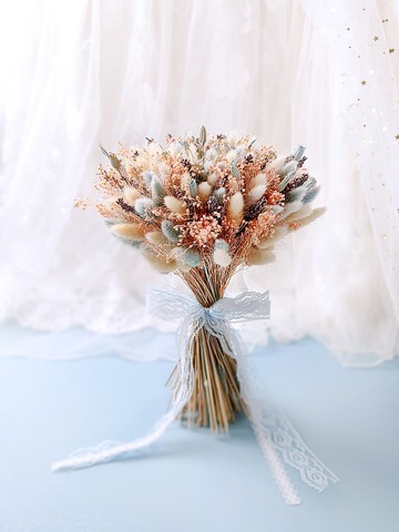 乾燥捧花-粉藍撞色薰衣草兔兔 求婚花束 求婚捧花