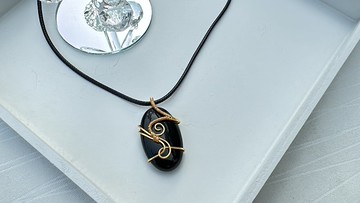 230127 wire wrapping 黑耀石 銅線 繞線 吊墮