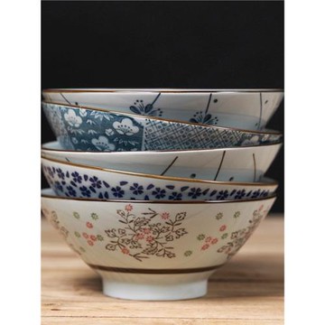 和風四季日式餐具碗面碗湯碗創意釉下彩家用陶瓷碗喇叭碗斗笠碗