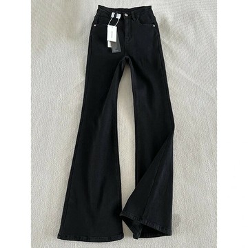 修身顯瘦彎刀微喇褲黑色牛仔褲男款2025新款春秋美式高街vibe褲子鑫弘-衣錦男裝