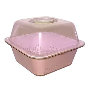 Hua Zhen 生活 King 雙層蔬果籃 附蓋 PP聚丙烯材質  26 x 26 x 10.5cm  顏色隨機  1個