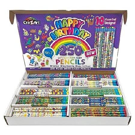 特別価格Happy Birthday 鉛筆 クラスパック 250本 10種類のユニークなデザイン並行輸入