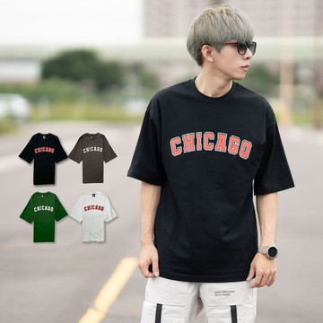 【NB1704J】厚磅棉CHICAGO文字短TEE(OP247)