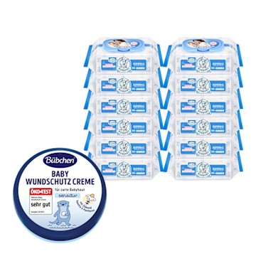 Baan 貝恩 保養柔濕巾80抽*12包+【貝臣】萬用護膚膏150ml