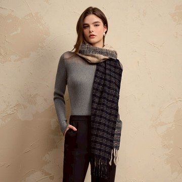 【追加到貨】SO NICE 復古格紋拼色圍巾