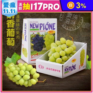 【築地一番鮮】日本空運超甜無籽麝香葡萄禮盒(625g/串)