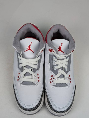 微瑕疵-左右腳中底鞋底泛黃右腳後跟微泛黃 DM0967-160 6Y Air Jordan 3 Retro "Fire Red" GS 2022 白紅灰 爆裂紋 老屁股 女鞋 大童