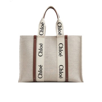 Chloé Woody tote bag帆布托特包(大號/焦糖咖色)