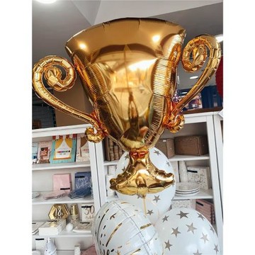 39寸金色獎杯畢業典禮派對冠軍慶祝聚會鋁膜圓氣球進口成人禮布置