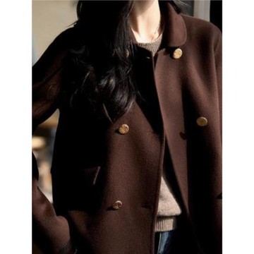 25秋雙面羊絨大衣純手工羊毛雙面呢中長短款大衣外套女寬松顯瘦