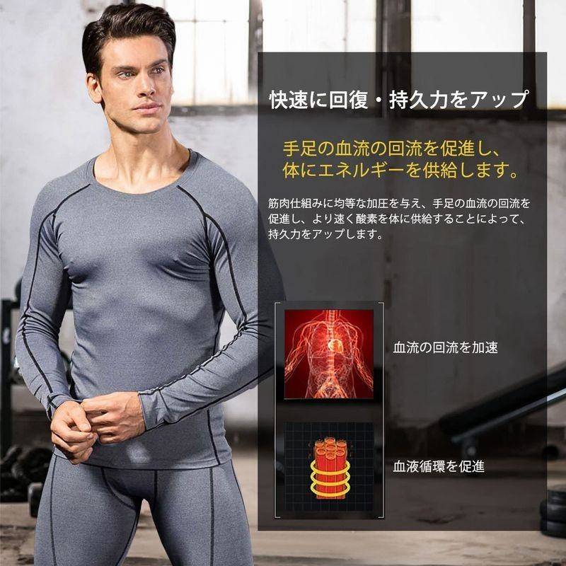 sillictor コンプレッション トップス メンズ 長袖 パワーストレッチ アンダー シャツ コンプレッション ウェア UVカット  