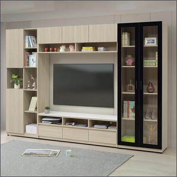 9.6 尺 / 2.3尺二門 / 2.3尺 / 5尺岩板 /5尺上櫃玻璃門系統式組合電視牆 電視櫃 收納櫃 展示櫃 【163A35701】Leader傢居館163-N352+N354+N355+N356+ N357+N356岩板