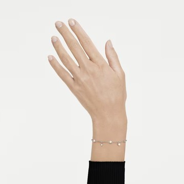 【Swarovski 施華洛世奇】Imber 手鏈( 水晶珍珠 圓形切割 白色 鍍白金色 )(5754242)