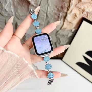 高級感創意貝殼適用果S11手錶帶S10AppleWatch9iWatch8se3se2  ultra