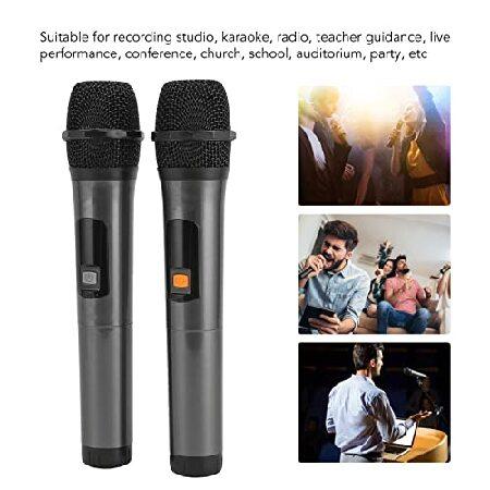 Wireless Karaoke Microphone, UHF Dual Cordless Metal Dynamic Mic System, Cardioid Shape Handheld Microphones with Rechargeable Receiver for Home Karao