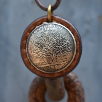 手工真幣項鍊【生命樹】 手工縫製【CarlosHuang阿卡】