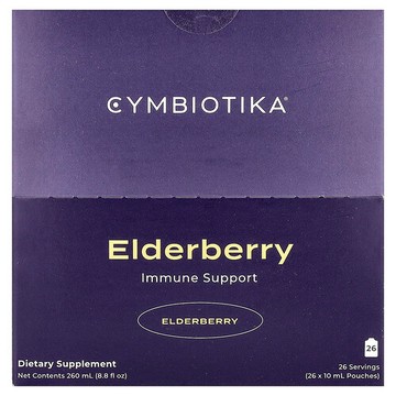 Cymbiotika, 接骨木莓機體抵抗幫助，26 袋，每袋 0.3 液盎司（10 毫升）