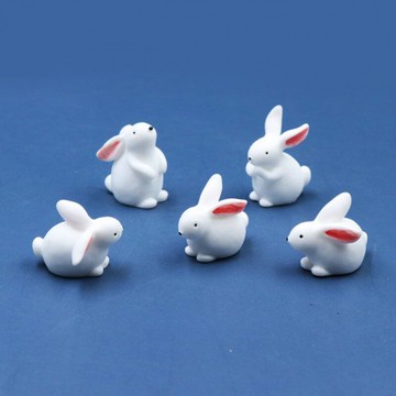 迷你可愛仿真動物模型玩樹脂具微景觀造景微縮擺件小白兔/兔子5款
