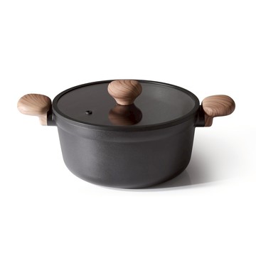 SENSARTE JP-SA-TG6024B 24cm 不沾雙耳桌上鍋 不沾塗層 附鍋蓋 黑色
