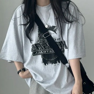 Vuja de 純棉 t恤 短袖上衣女 圖案印花 T恤 韓國上衣 oversize T恤 寬鬆上衣 ins風 潮流衣服