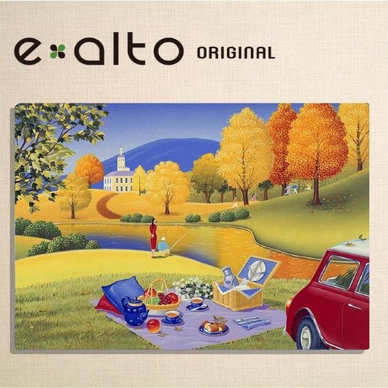 壁掛けアート アートパネル 風景画 イラストレーター 高橋宣孝 風景画 赤い車とピクニックをする二人 秋の風景 通販 Lineポイント最大0 5 Get Lineショッピング